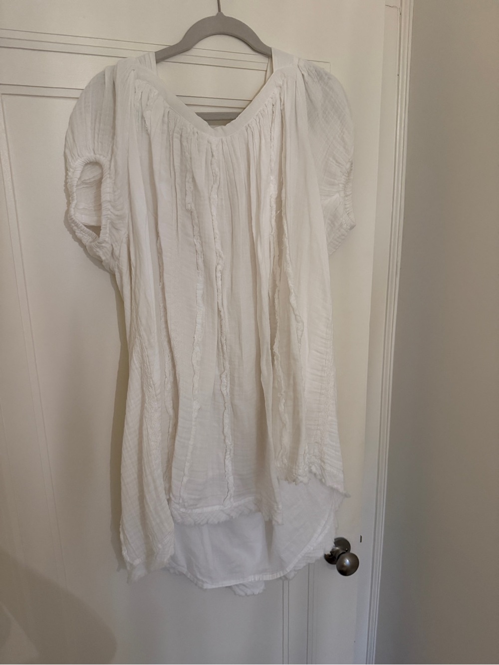Lightweight White Women's Cotton/Gauze Mini Dress